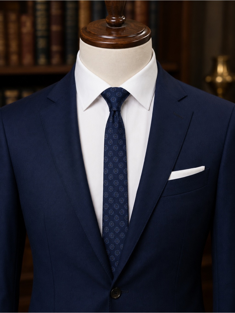 Eleventy Platinum Special Collection Handmade Navy Silk Geometric Medallion Tie